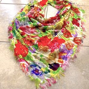 Large Floral Frayed Scarf/Sarong